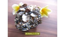 Flower Shells Beads Cuff Bracelets Multi Color